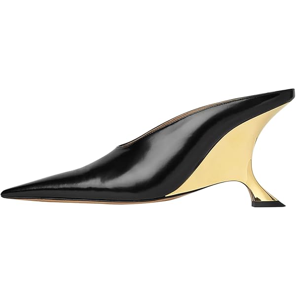 靴 rim.ark Pointed toe mule 38 Amazon.com | Arqa Metallic Leather Heeled Mules for Women